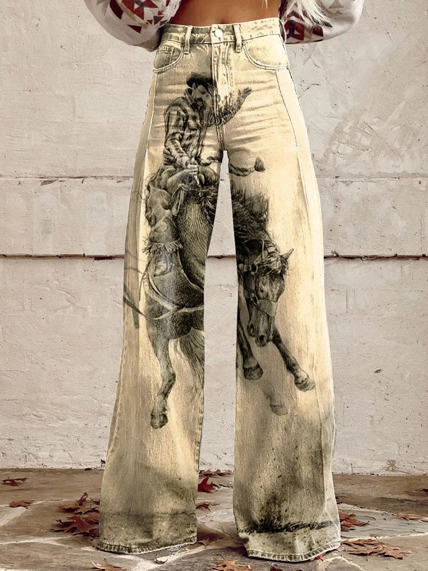 Nicole | Stylish Wide-Leg Printed Jeans