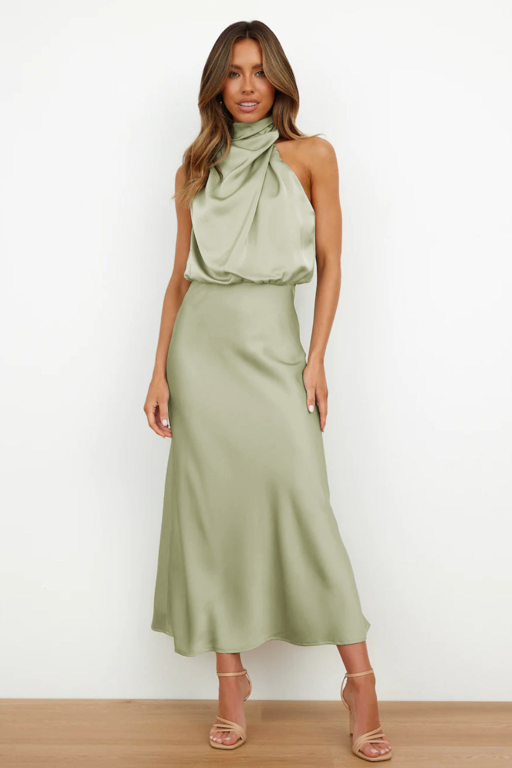 Ava | Elegant Halter Neck Maxi Dress
