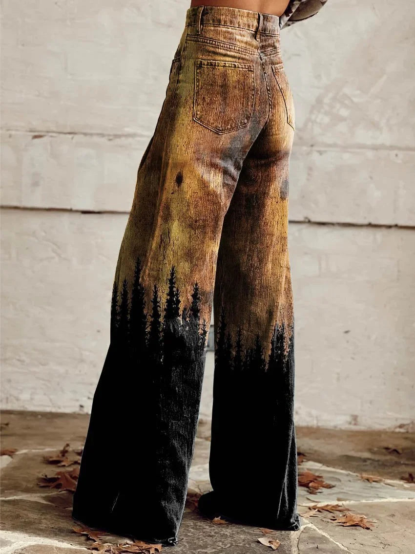 Joanna | Rustic Forest  Wide-Leg Jeans