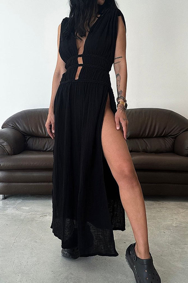 Heather | Elegant Deep V Maxi Dress