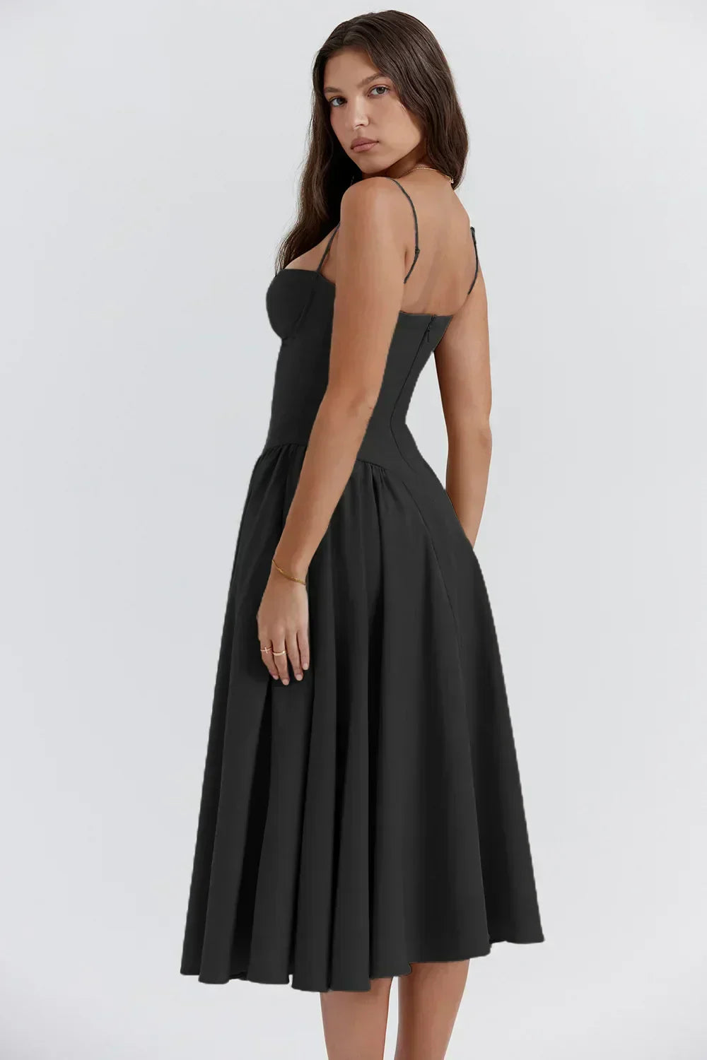 Flora | Elegant Burgundy Midi Dress