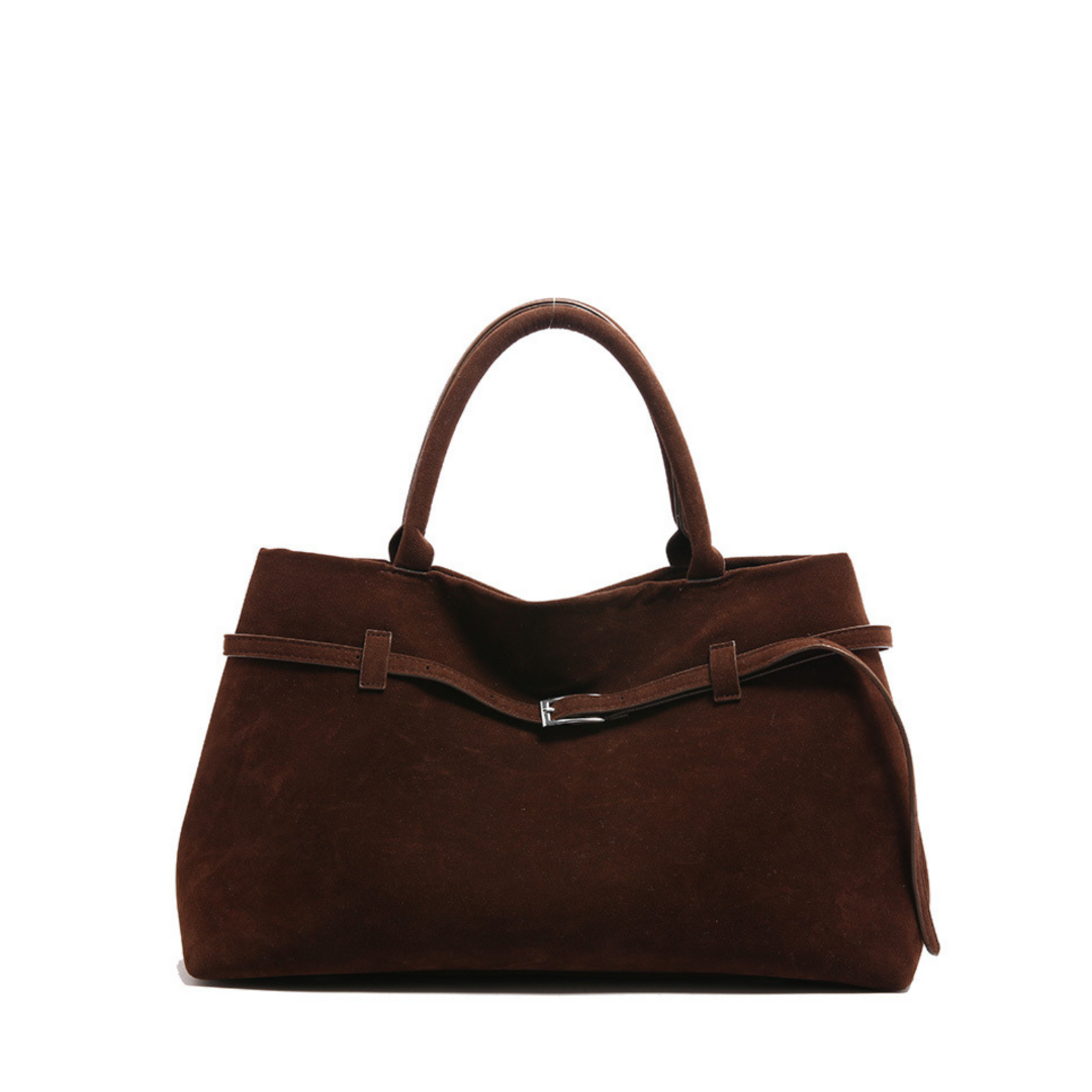 Bella | Suede Handbag with Belt Detail