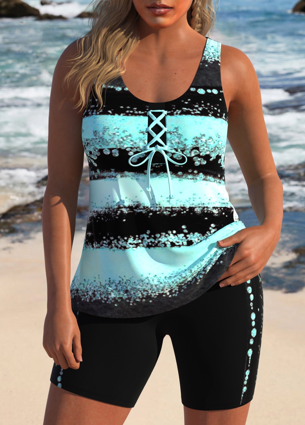 Zoey | Striped Athletic Swimwear Dress