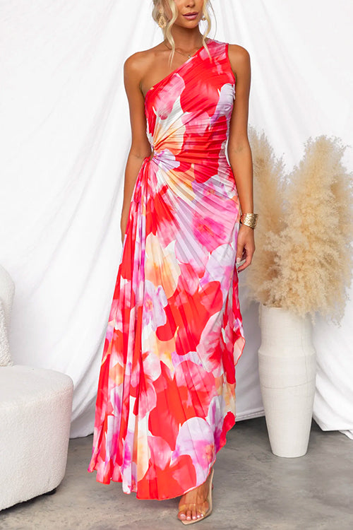 Bella | One-Shoulder Flowing Floral Dress