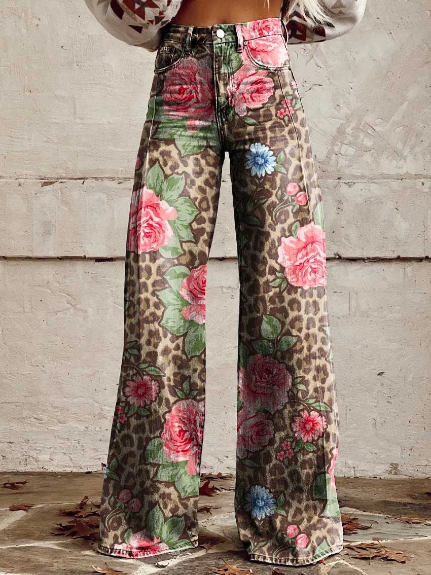 Jordan | Floral Leopard Print Jeans