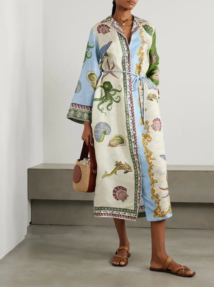 Angela | Colorful Animal Print Robe Dress