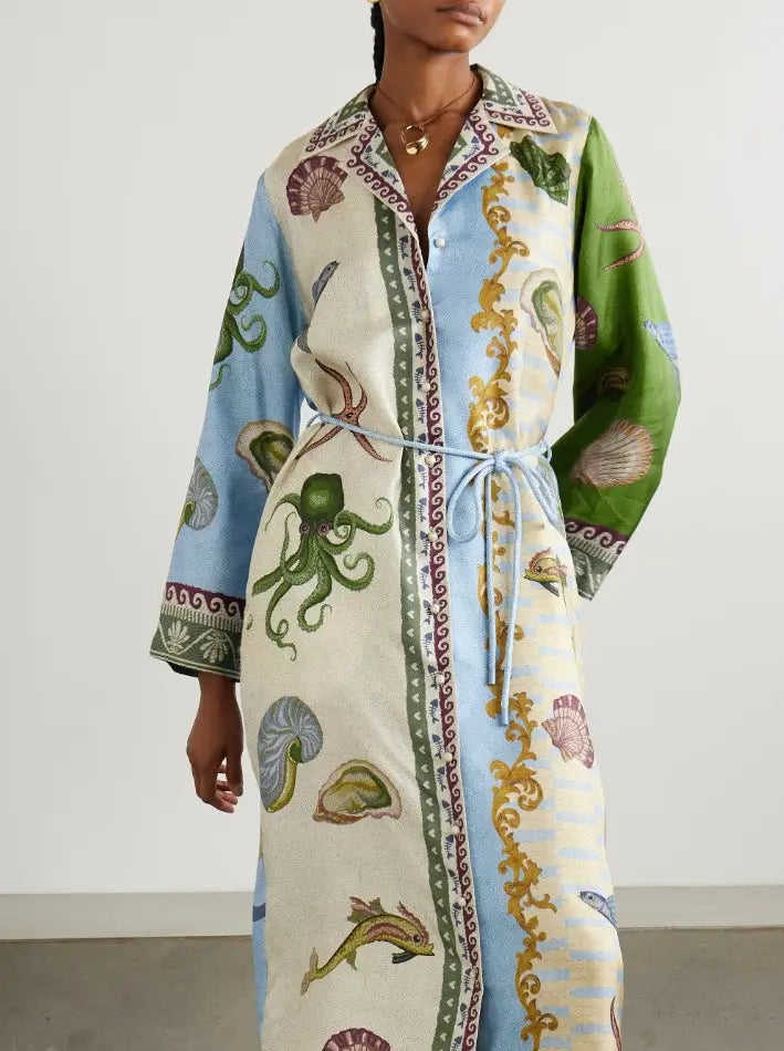 Angela | Colorful Animal Print Robe Dress
