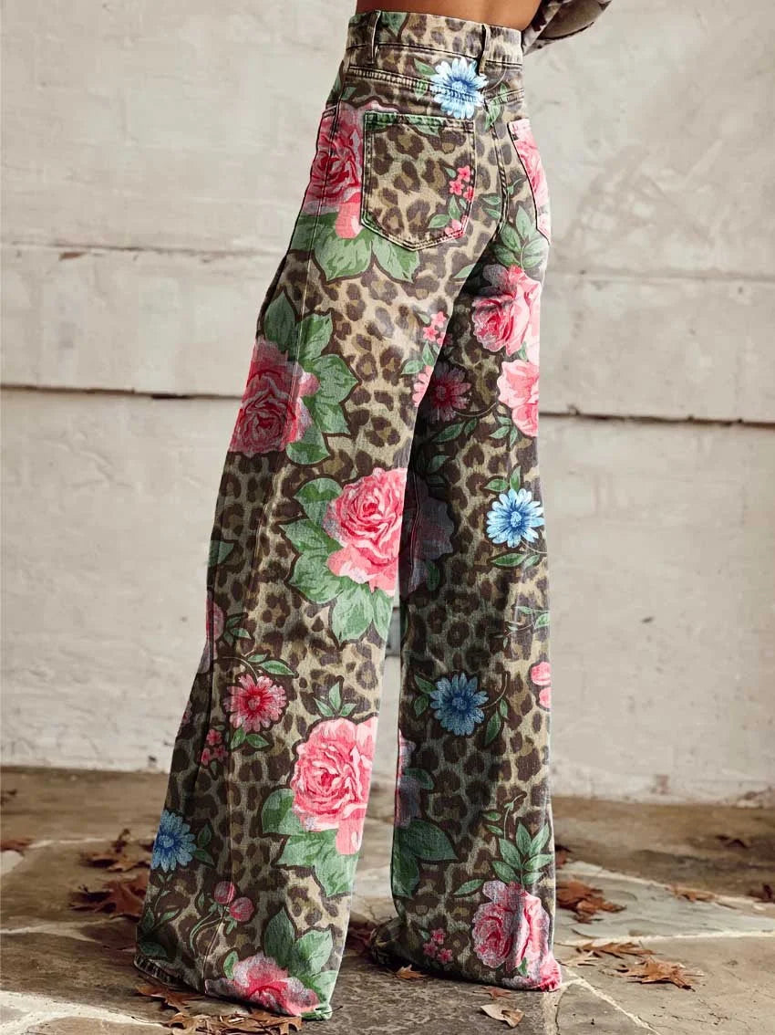 Jordan | Floral Leopard Print Jeans