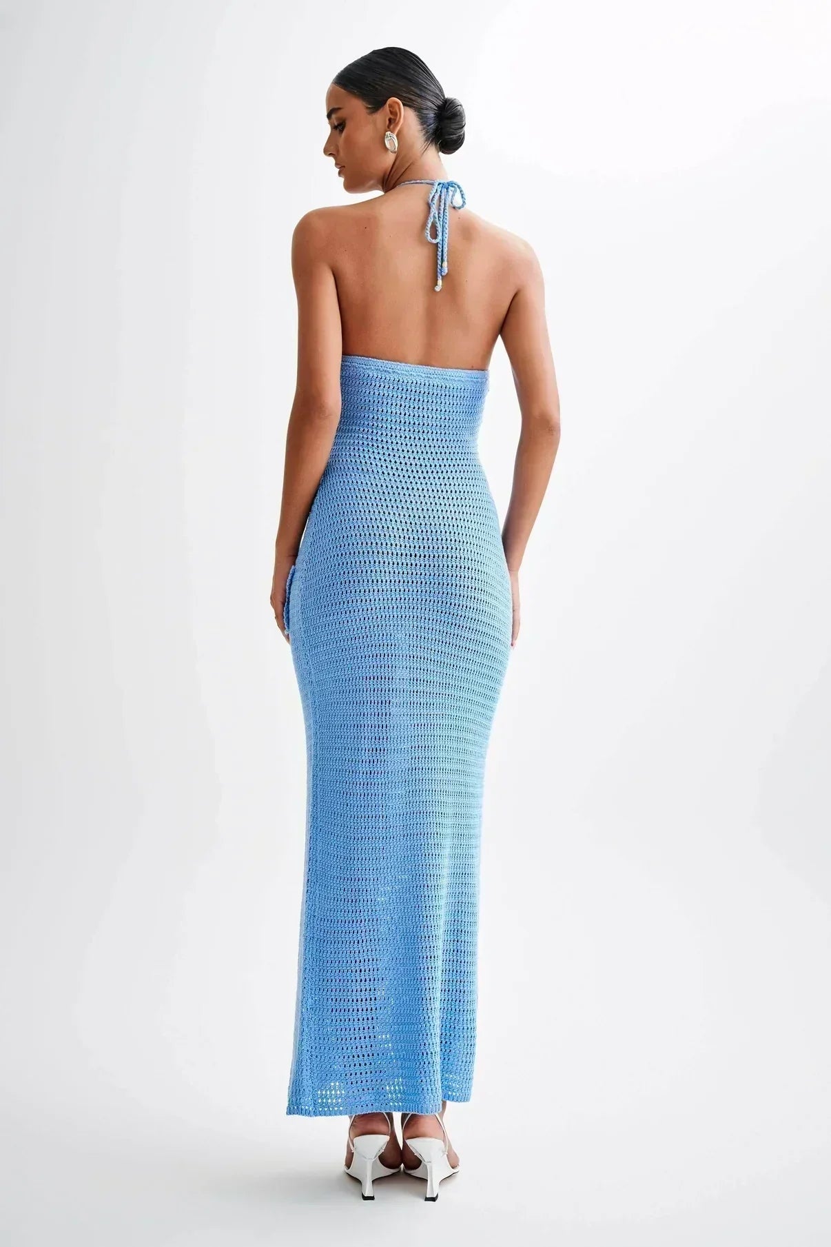 Ivy | Floral Crochet Halter Maxi Dress