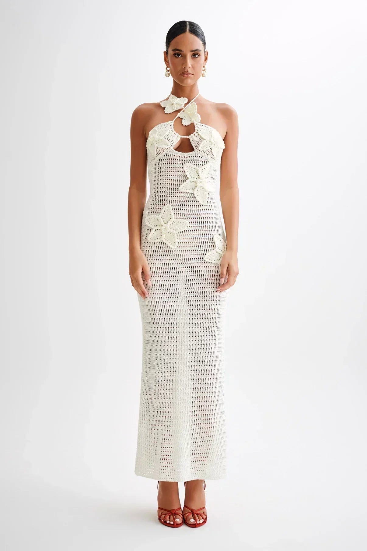 Ivy | Floral Crochet Halter Maxi Dress