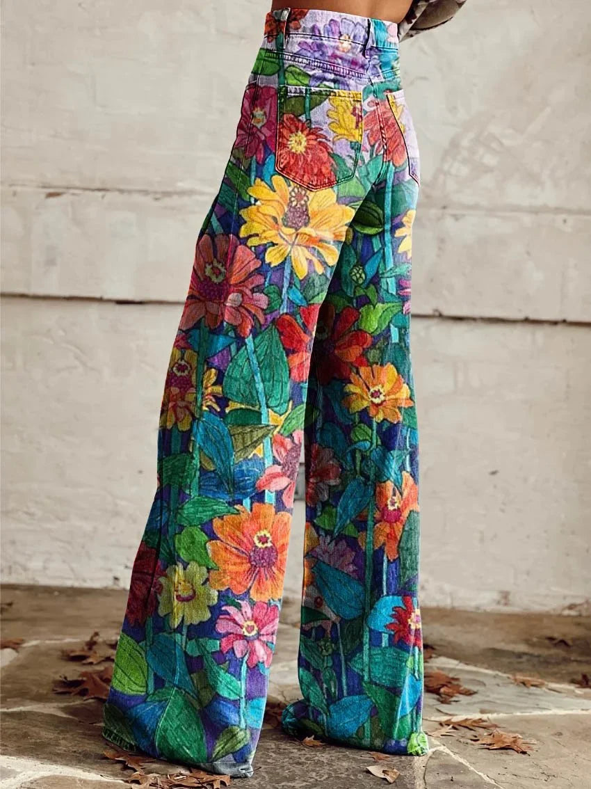 Jessica | Bright Botanical Print Denim