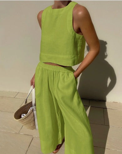 Linda | Cropped Top Pants Set