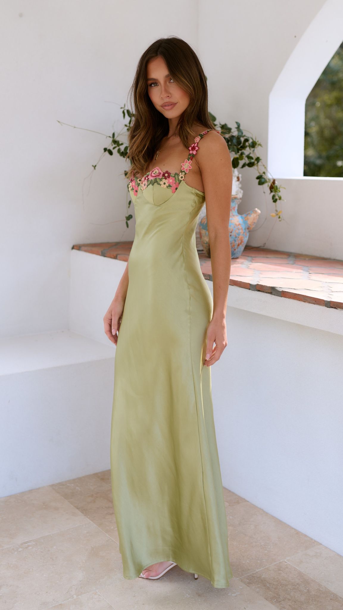 Katelyn | Elegant Floral Trim Maxi Dress