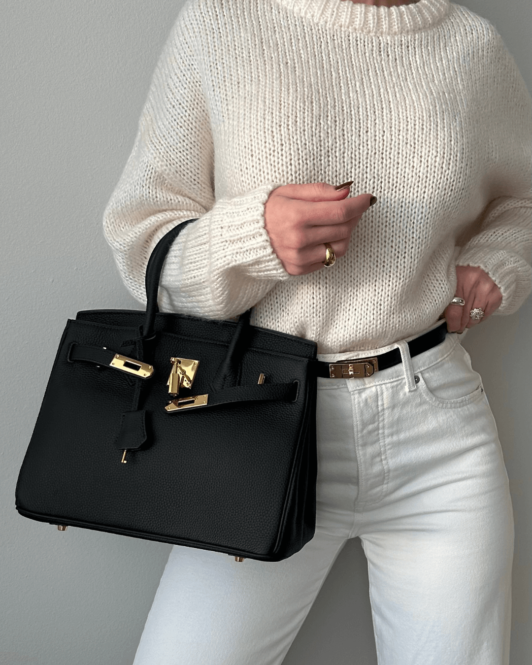 Bonnie | Leather Handbag with Gold Accents