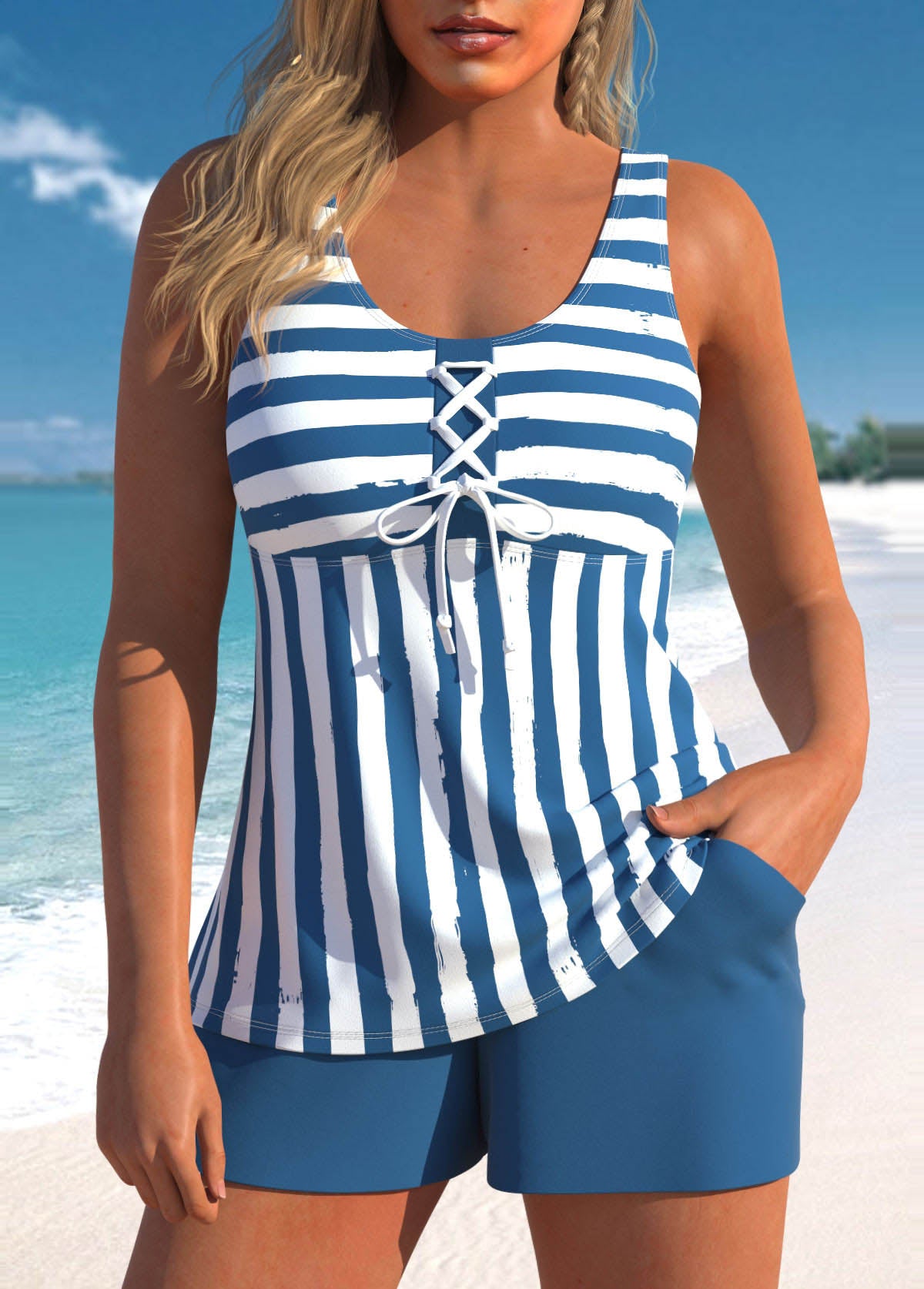Zoey | Striped Athletic Swimwear Dress