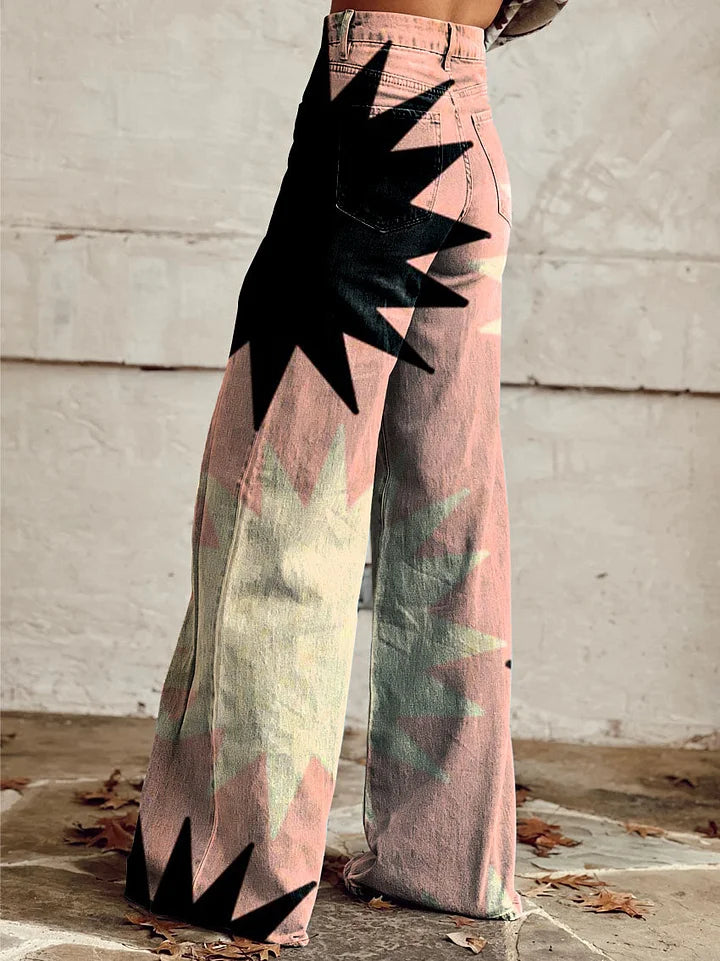 Willow | Vibrant Geometric Print Wide Jeans