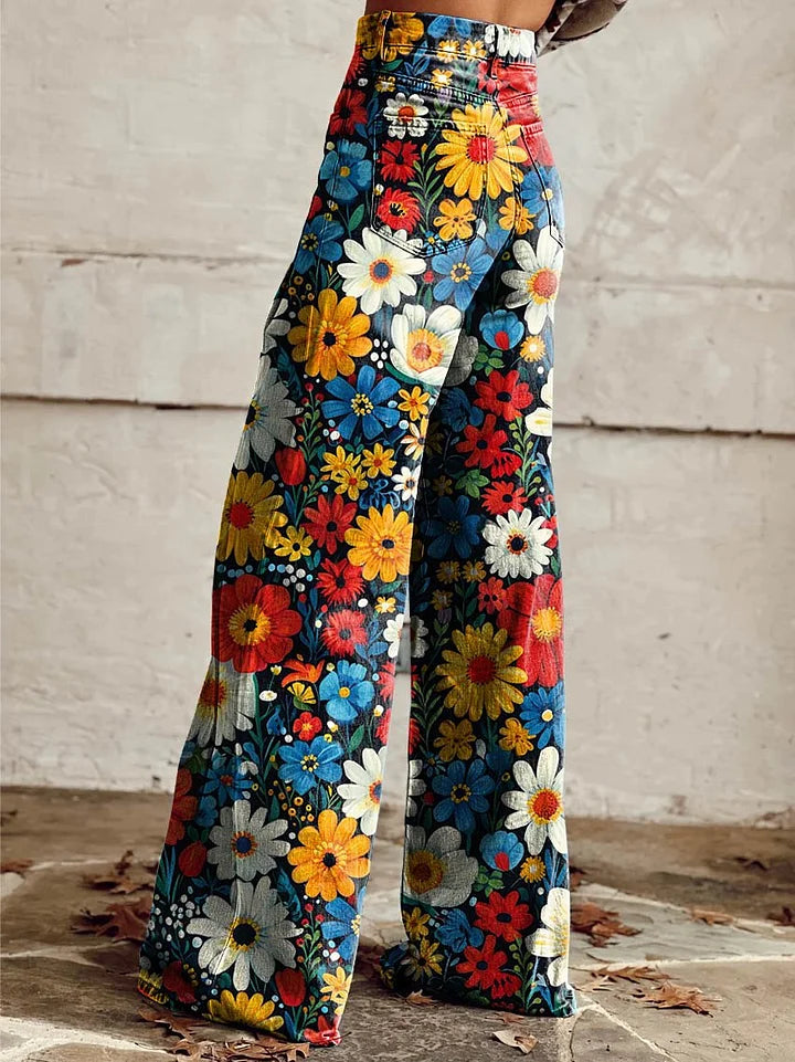 Maren | Stylish Floral Wide-Leg Jeans