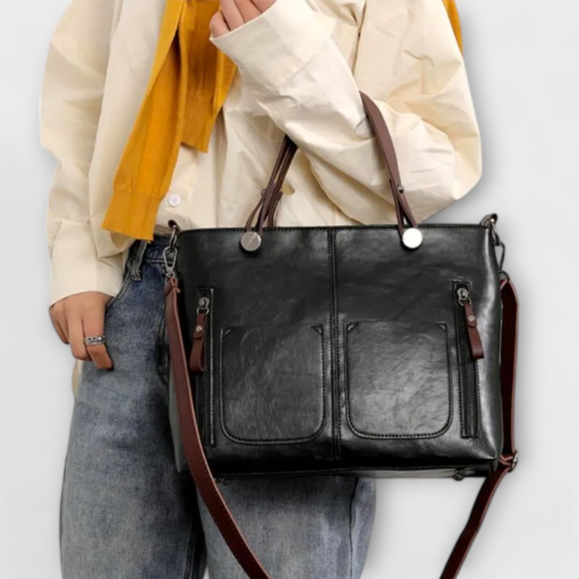 Catherine | Stylish Double Zipper Handbag