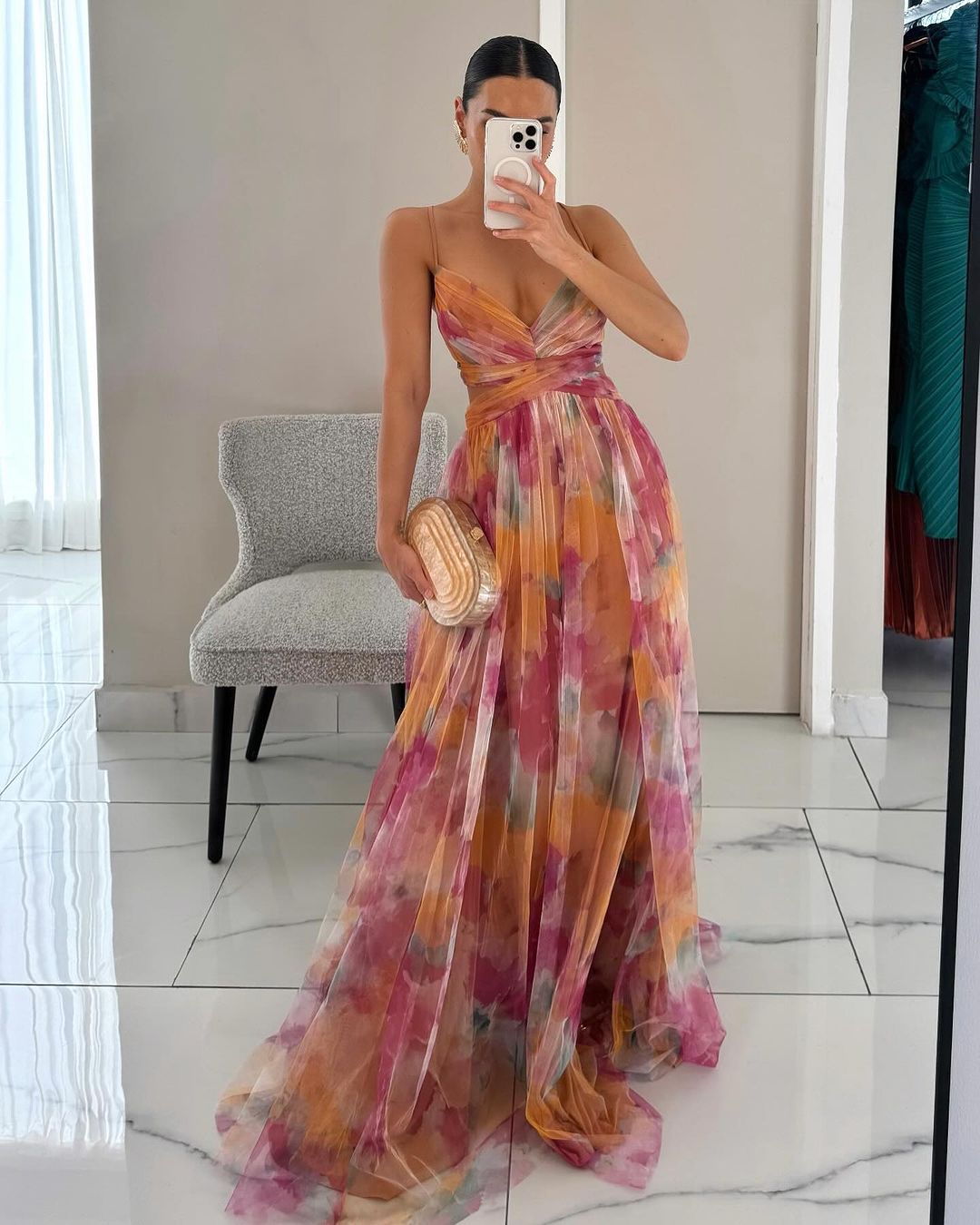 Cassandra | Flowing Floral Evening Gown
