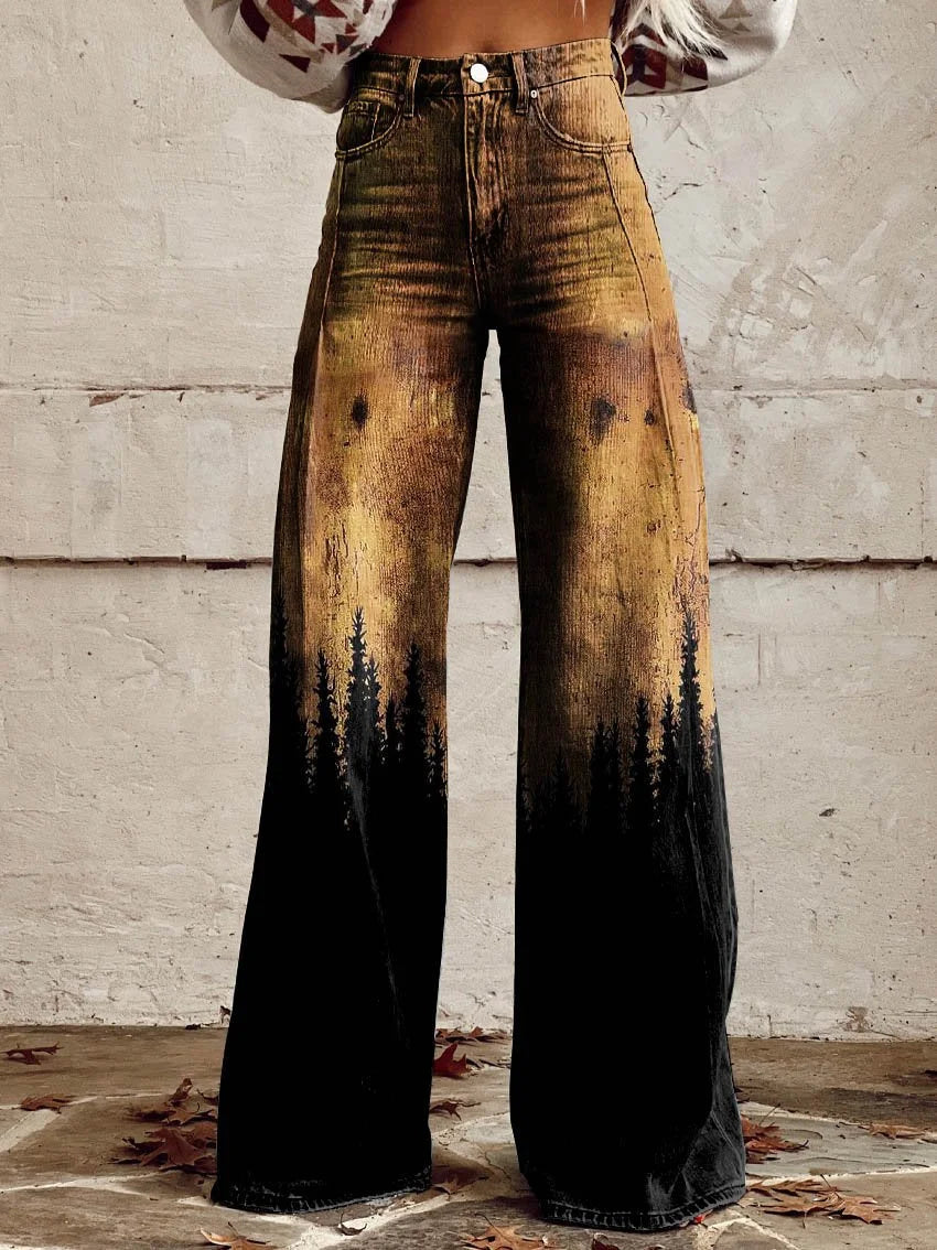 Joanna | Rustic Forest  Wide-Leg Jeans
