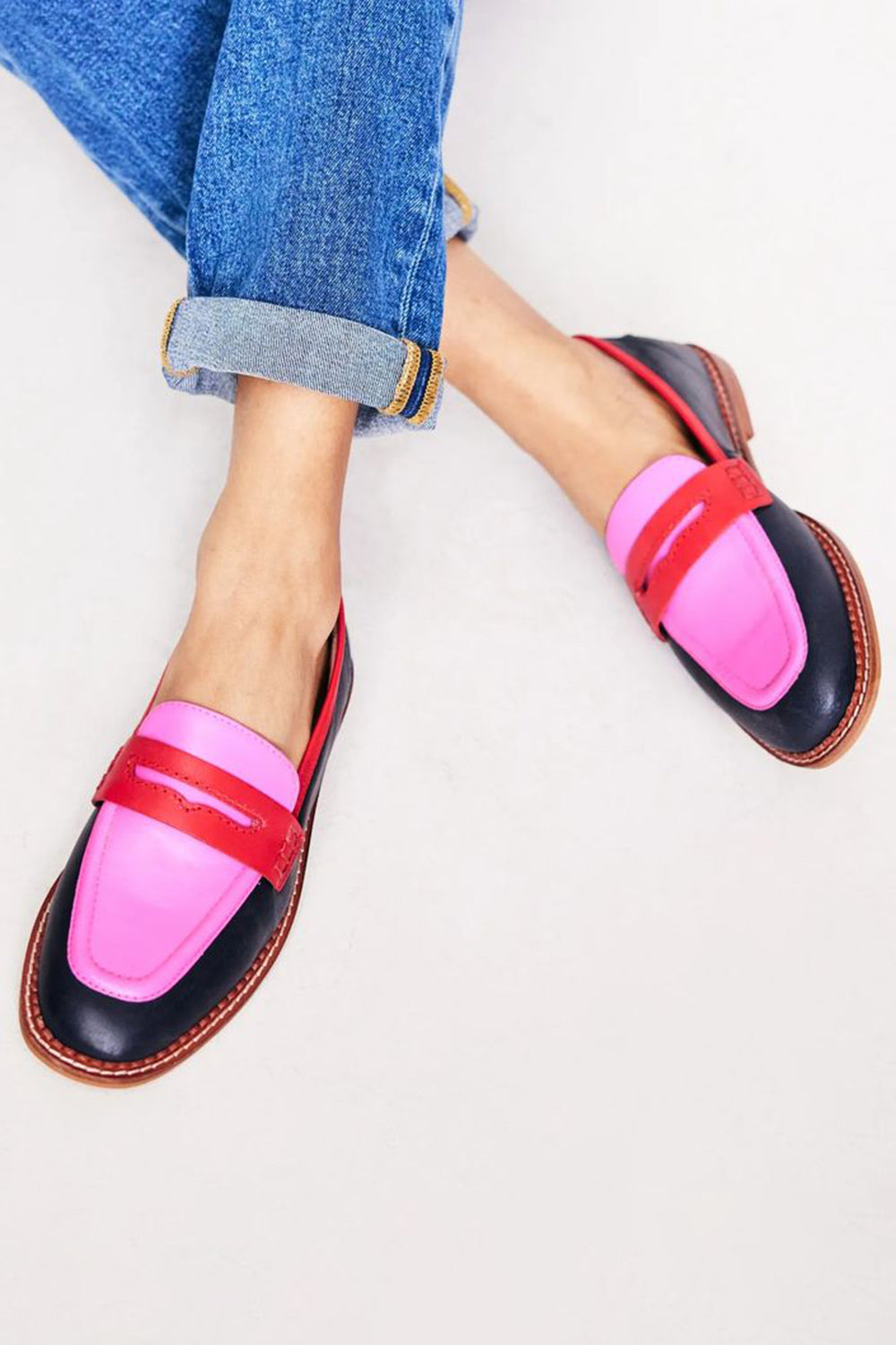 Bella | Sleek Color-Accent Moccasins