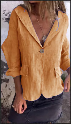 Faith | Stylish Button-Down Linen Blazer