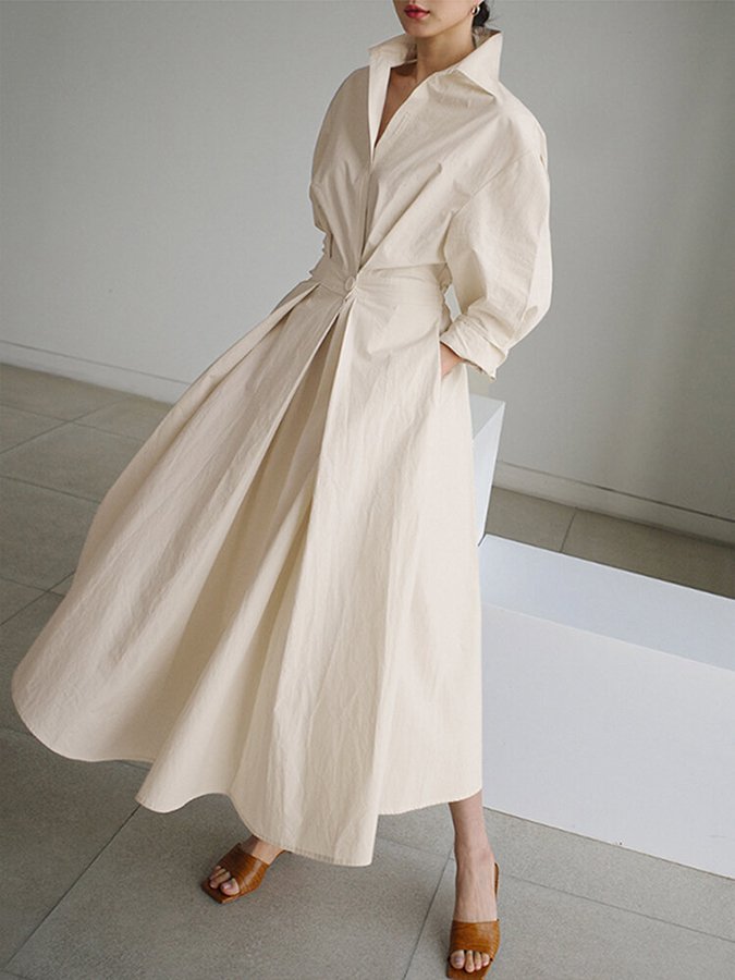 Bethany | Crisp Collar Flow Maxi Dress