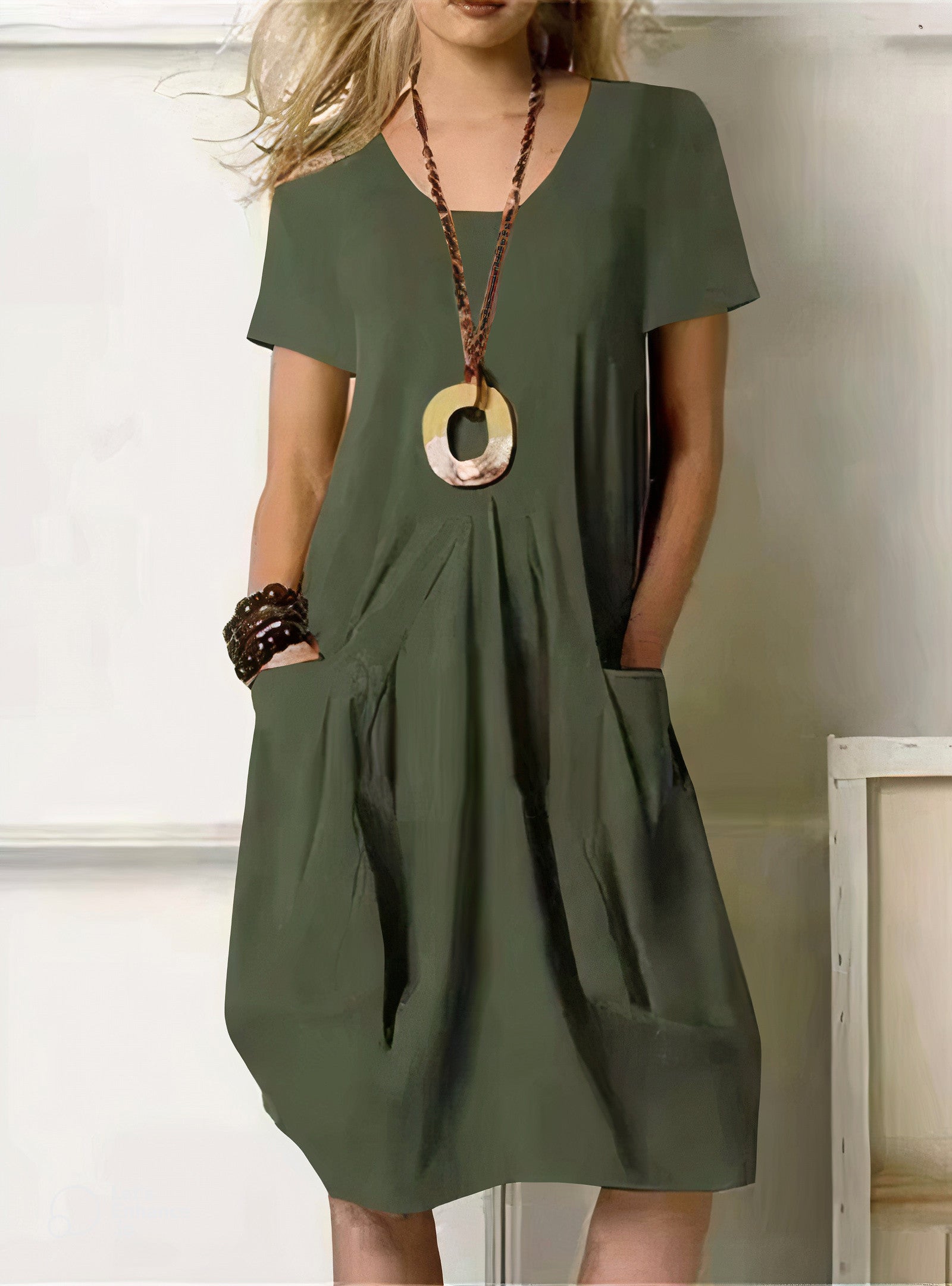 Brandy | Soft Pocket Pleat Day Dress