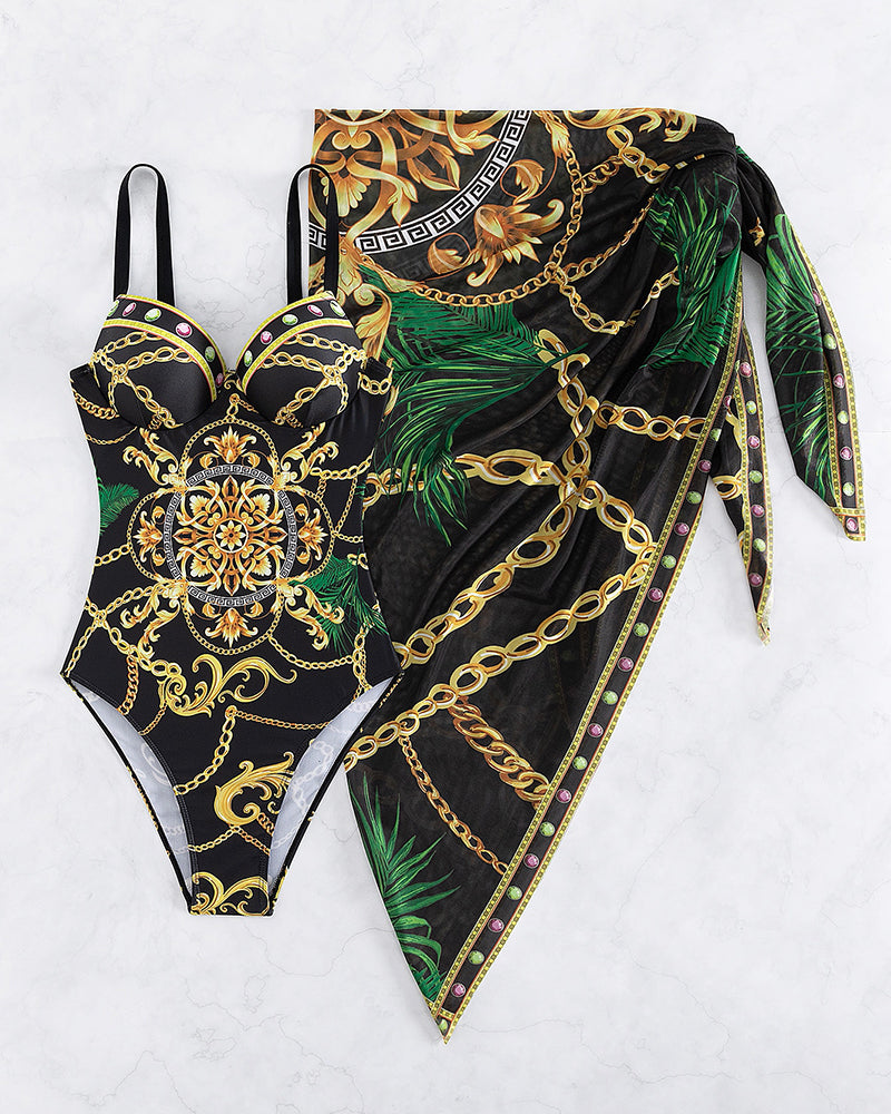 Rebecca | Elegant Chain Print Swimdress