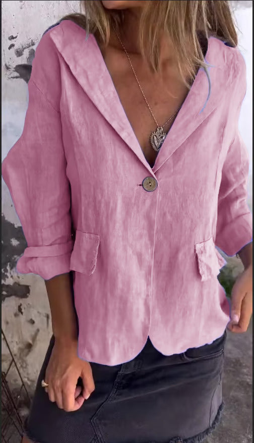 Faith | Stylish Button-Down Linen Blazer