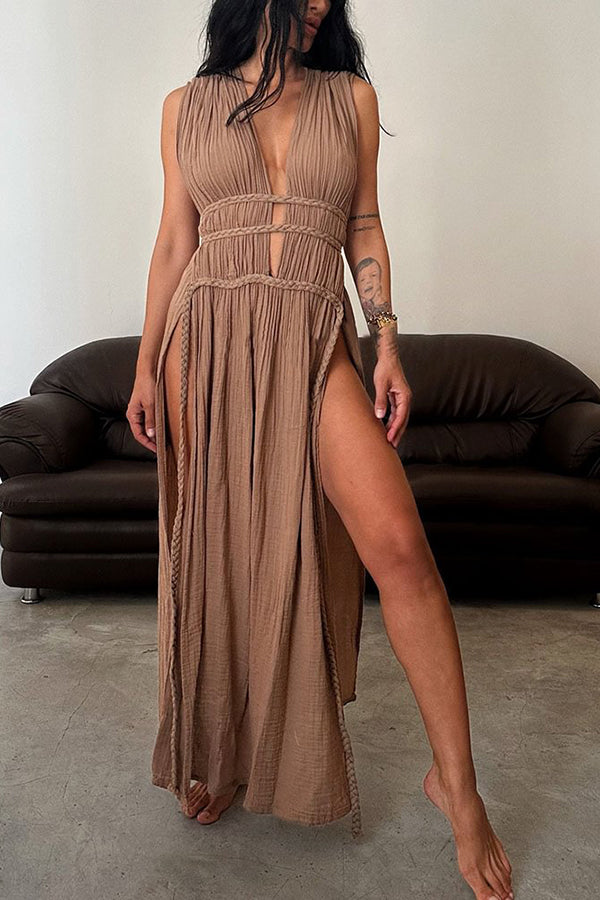 Heather | Elegant Deep V Maxi Dress