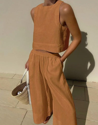 Linda | Cropped Top Pants Set