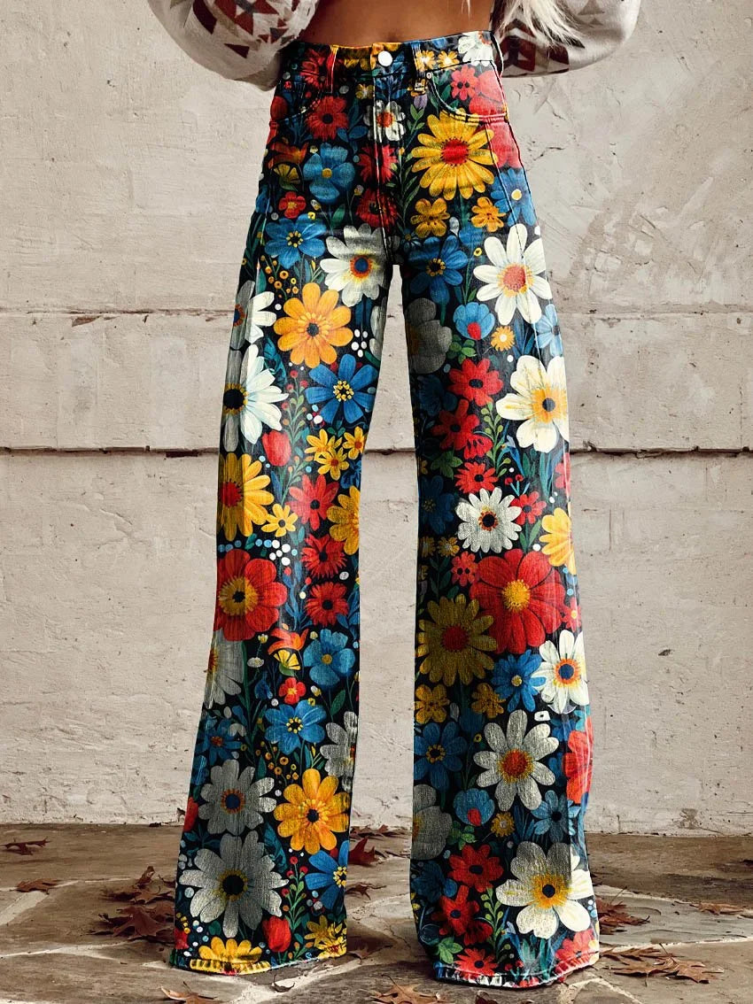 Maren | Stylish Floral Wide-Leg Jeans