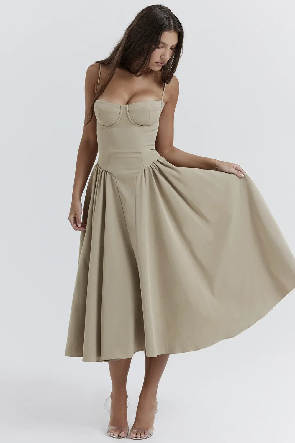 Flora | Elegant Burgundy Midi Dress