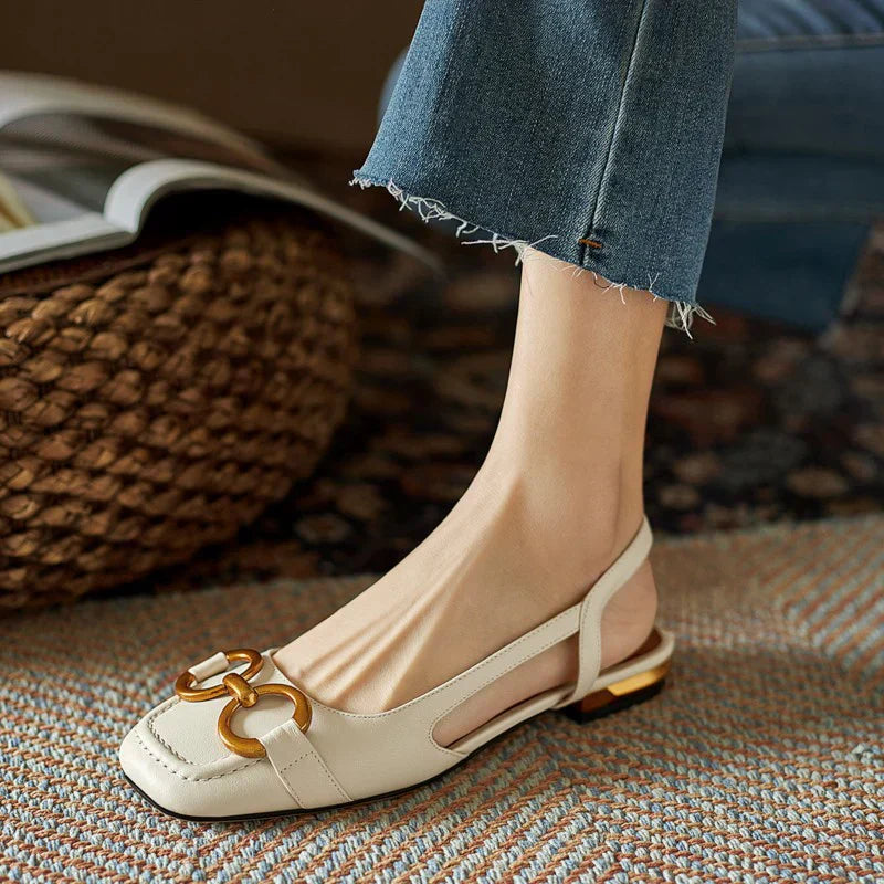 Bella | Stylish Chain Detail Slingback Flats