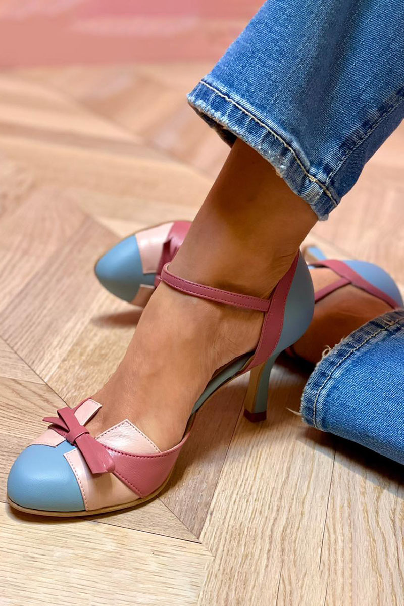 Lucy | Color-Blocked Bow Heels