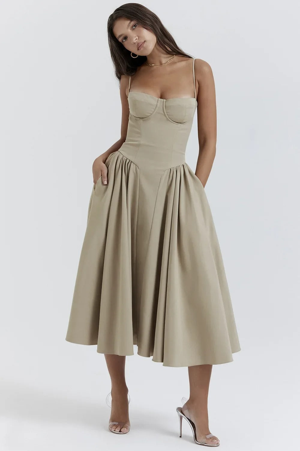 Flora | Elegant Burgundy Midi Dress