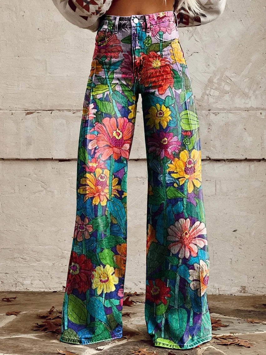 Jessica | Bright Botanical Print Denim