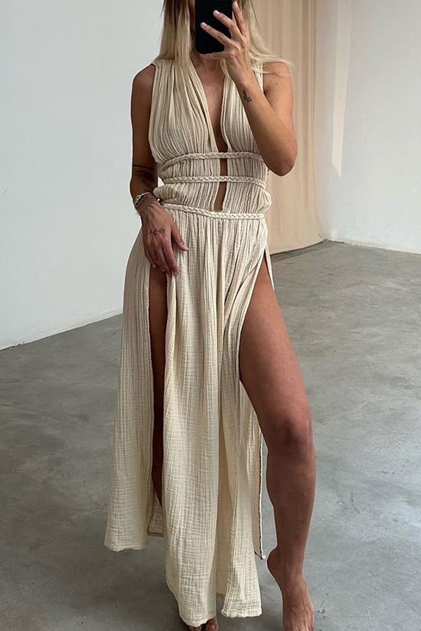 Heather | Elegant Deep V Maxi Dress