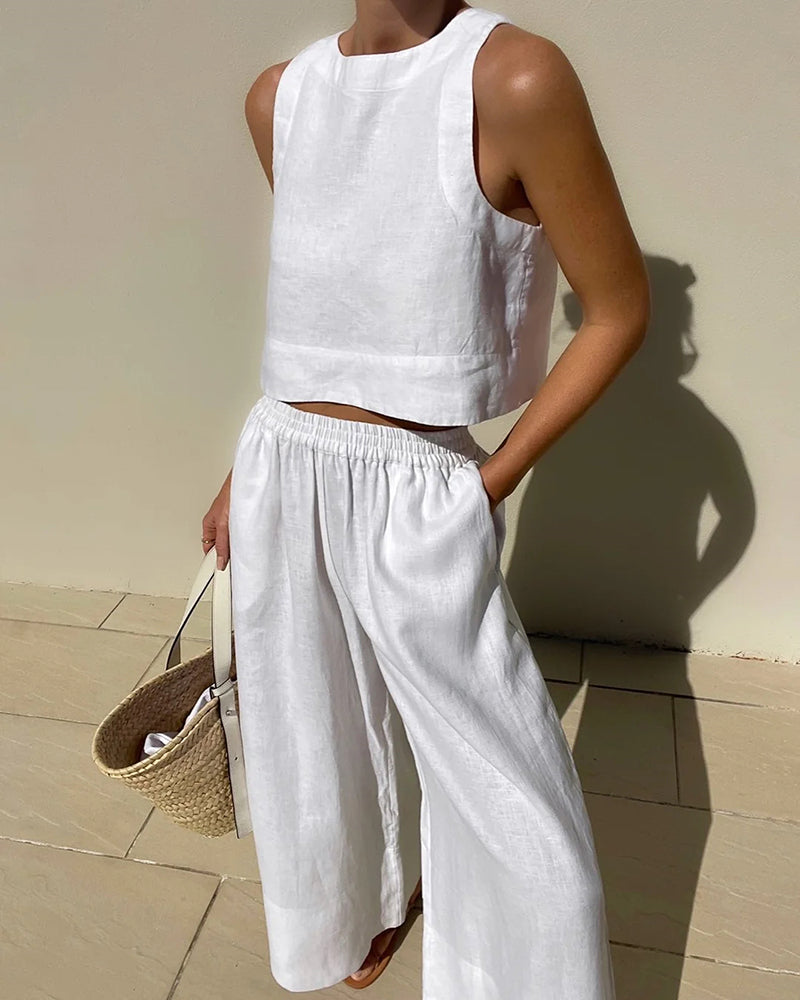 Linda | Cropped Top Pants Set