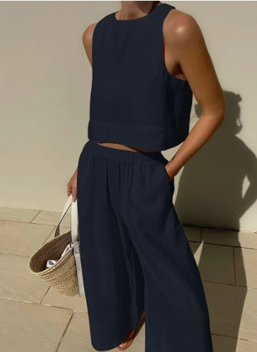 Linda | Cropped Top Pants Set