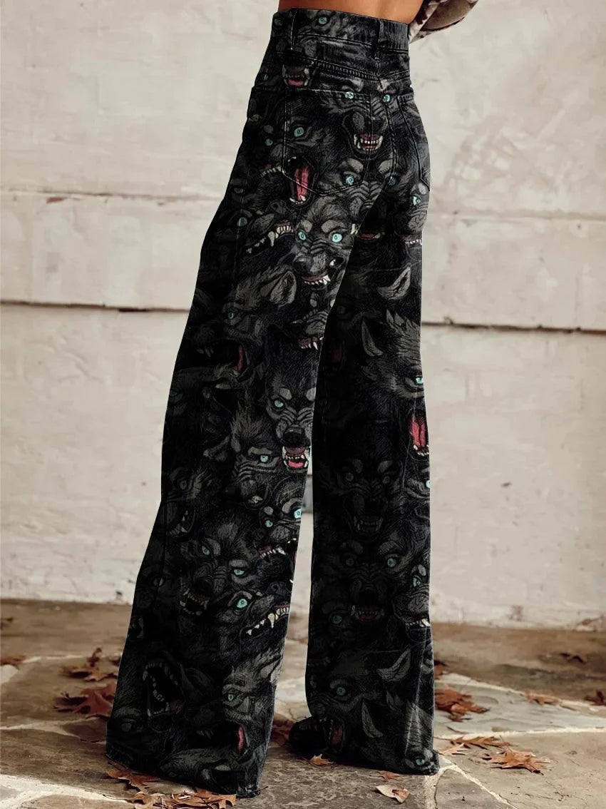 Eleanor | Stylish Printed Wide-Leg Jeans