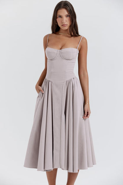 Flora | Elegant Burgundy Midi Dress