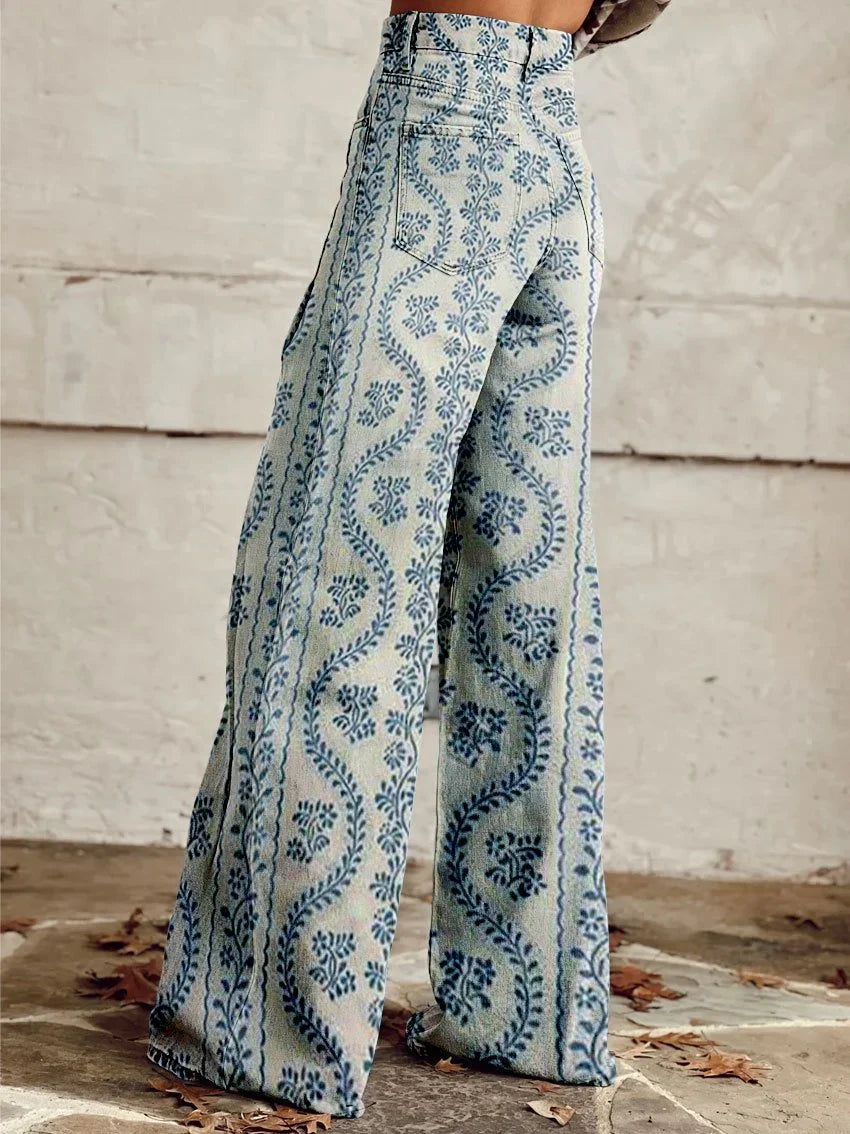 Julia | Retro Floral Pattern Pants