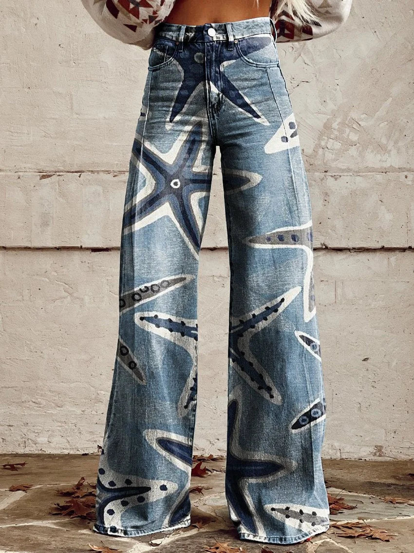 Jasmine | Elegant Star Pattern High-Waist Jeans