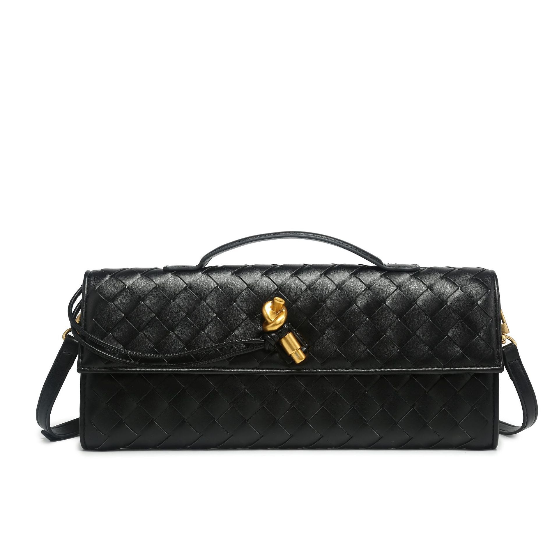 Audrey | Woven Clutch with Gold Accent