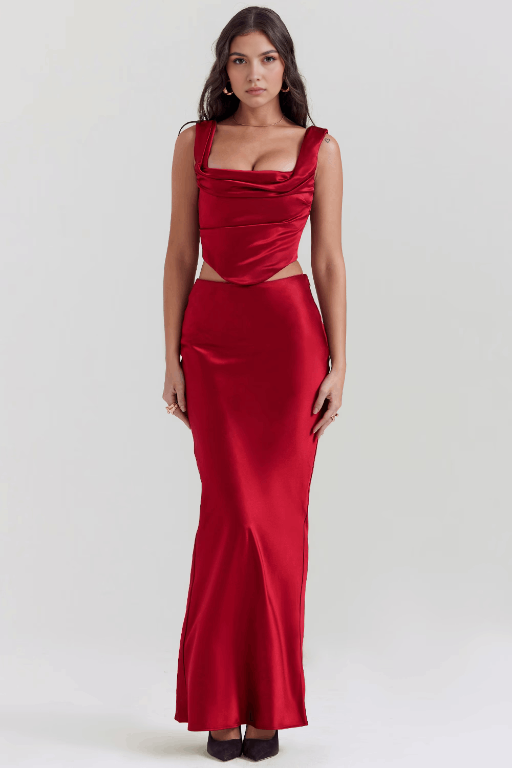 Alexa | Sleek Lace-Up Evening Gown