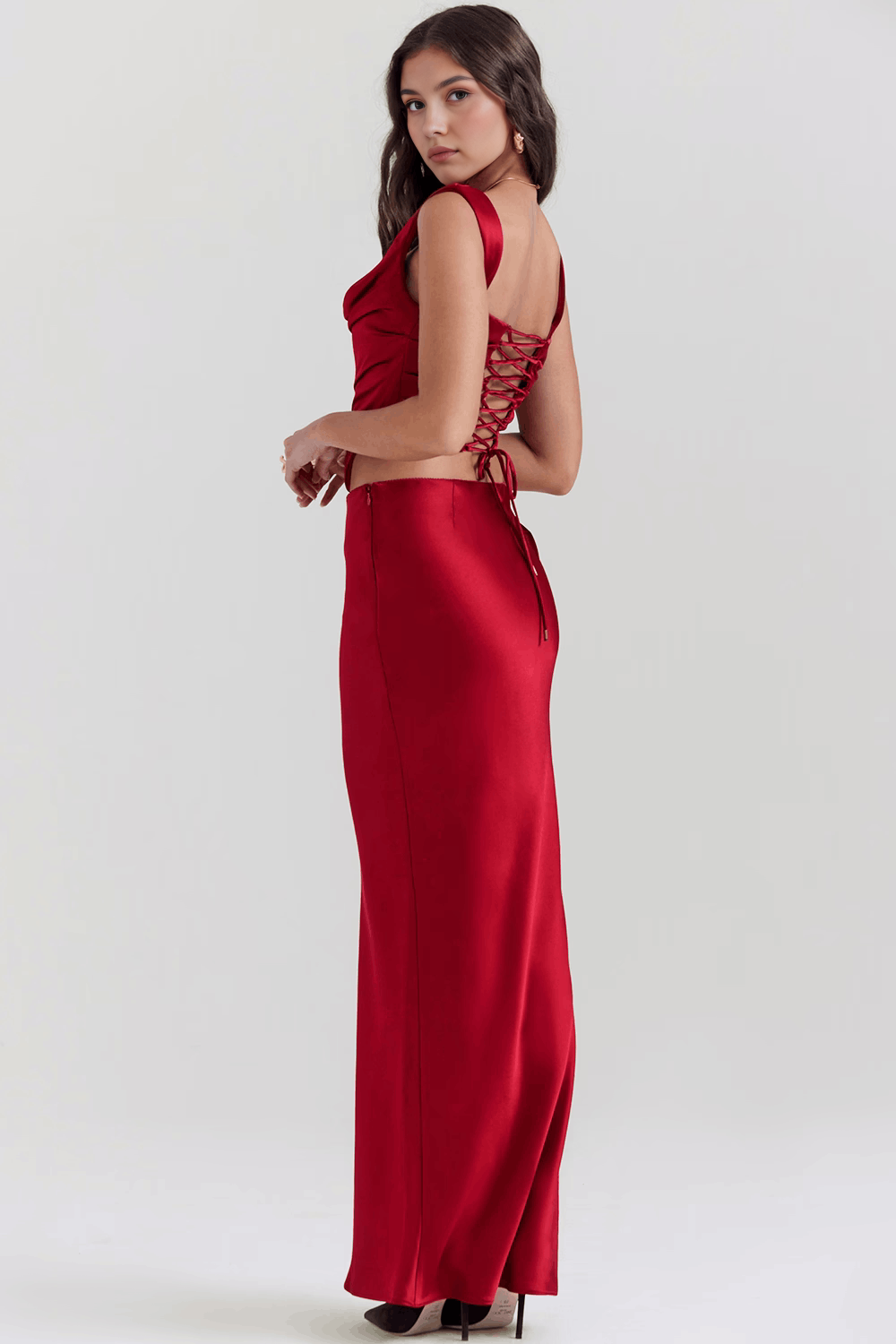 Alexa | Sleek Lace-Up Evening Gown