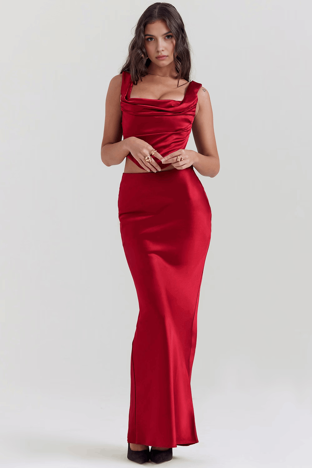 Alexa | Sleek Lace-Up Evening Gown