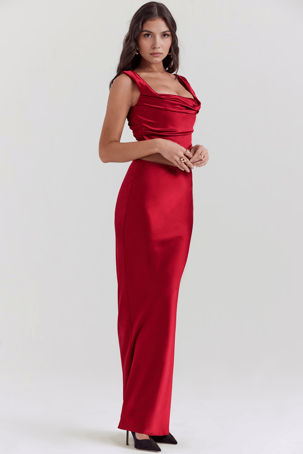 Alexa | Sleek Lace-Up Evening Gown